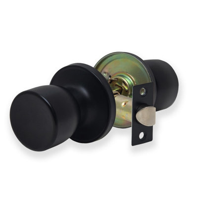  - Willow Passage Knob Set Matt Black For Wooden Doors