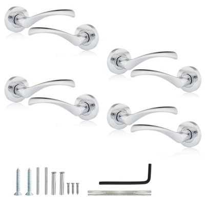 Warped Lever On Rose Door Handles In Polished ChromeInternal Door Handle (4 Pairs)