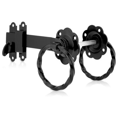 Ring Gate Latch Twisted BlackDoor Latch With Black Powder Coating To Resist from B&Q