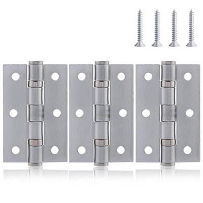  - 75mm Ball Bearing Internal Door Hinges In Satin Chrome3 Pack