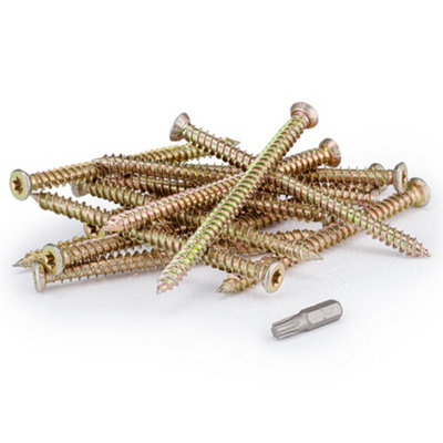  - 100mm Concrete Screws Yellow Zinc 20 Pack Torx Masonry Screws