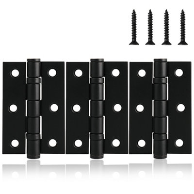  - 75mm Ball Bearing Internal Door Hinges In Matt Black3 Pack