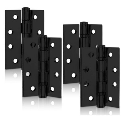  - 100mm Ball Bearing Internal Door Hinges In Matt Black4 Pack