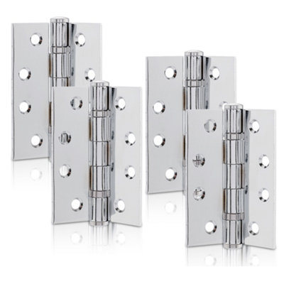  - 100mm Ball Bearing Internal Door Hinges In Polished Chrome4 Pack