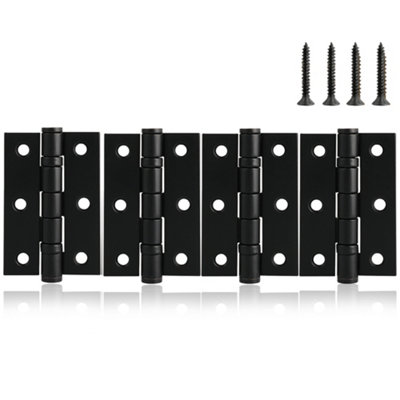  - 75mm Ball Bearing Internal Door Hinges In Matt Black4 Pack