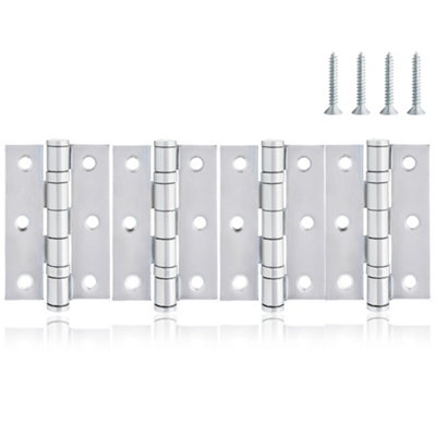  - 75mm Ball Bearing Internal Door Hinges In Polished Chrome4 Pack