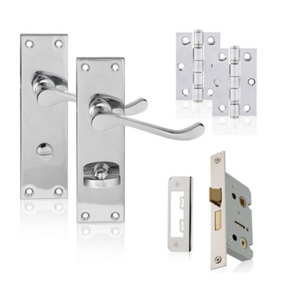 B&Q Polished Silver Victorian Bathroom Pack, Complete Set.