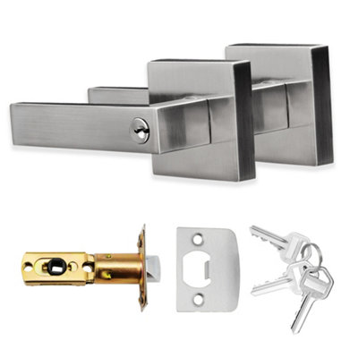  - Axis Entrance Knob Set Brushed Silver For Internal Doors