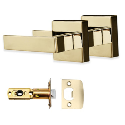  - Axis Passage Knob Set Polished Gold For Internal Wooden Doors