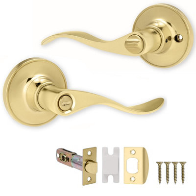  - Beaumont Privacy Knob Set Polished Gold For Internal Doors