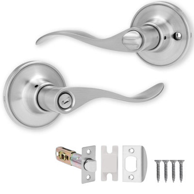  - Beaumont Privacy Knob Set Brushed Silver For Internal Doors