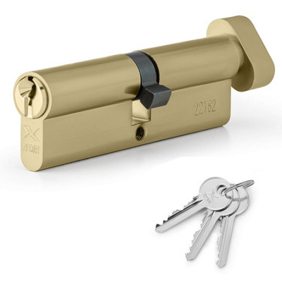 Brass 35T/35 Thumb Turn Euro Cylinder Lock (70mm)Euro Door Barrel Lock With 3 Keys from B&Q