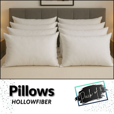 Chilimilii Pillows Hotel Quality Bounce Back Hollowfiber Filled Pillow Anti-Allergic Pack Of 8 from B&Q