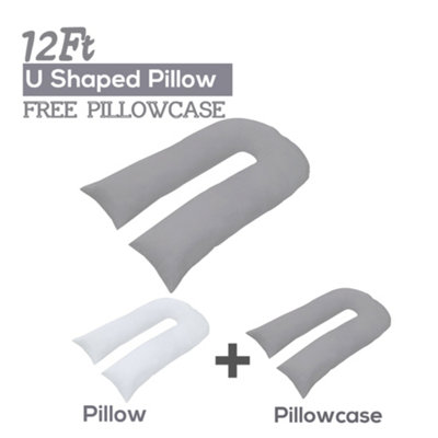 CHILIMILII 12Ft U Pillow With Free Pillowcase Maternity Pregnancy Support U Shaped Pillow from B&Q