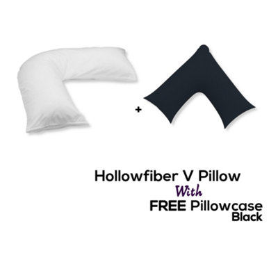 Chilimilii V Pillow With Free V Pillowcase Polycotton Cover Orthopedic Neck & Back Support Hollowfiber Filled Pillow from B&Q