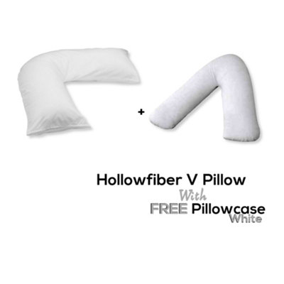Chilimilii V Pillow With Free V Pillowcase Polycotton Cover Orthopedic Neck & Back Support Hollowfiber Filled Pillow from B&Q