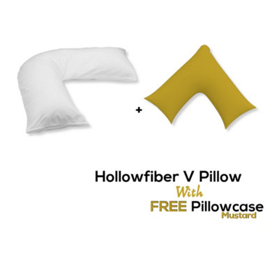 Chilimilii V Pillow With Free V Pillowcase Polycotton Cover Orthopedic Neck & Back Support Hollowfiber Filled Pillow from B&Q