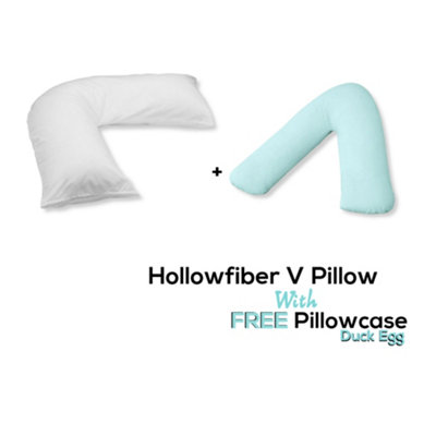 Chilimilii V Pillow With Free V Pillowcase Polycotton Cover Orthopedic Neck & Back Support Hollowfiber Filled Pillow from B&Q