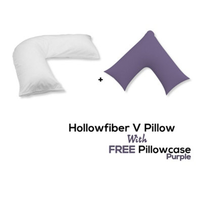 Chilimilii V Pillow With Free V Pillowcase Polycotton Cover Orthopedic Neck & Back Support Hollowfiber Filled Pillow from B&Q