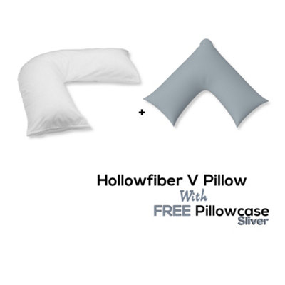 Chilimilii V Pillow With Free V Pillowcase Polycotton Cover Orthopedic Neck & Back Support Hollowfiber Filled Pillow from B&Q
