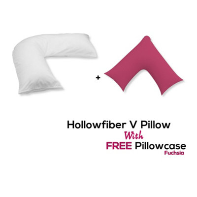 Chilimilii V Pillow With Free V Pillowcase Polycotton Cover Orthopedic Neck & Back Support Hollowfiber Filled Pillow from B&Q