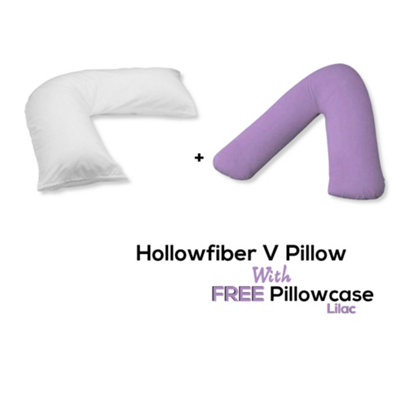 Chilimilii V Pillow With Free V Pillowcase Polycotton Cover Orthopedic Neck & Back Support Hollowfiber Filled Pillow from B&Q