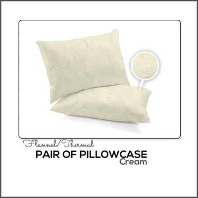 CHILIMILII Pillowcases Pair Pack 100% Brushed Cotton Flannelette Thermal Pillow Covers 19''x29'' from B&Q