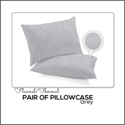 CHILIMILII Pillowcases Pair Pack 100% Brushed Cotton Flannelette Thermal Pillow Covers 19''x29'' from B&Q
