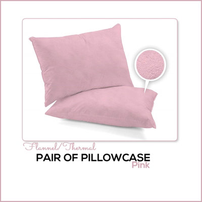 CHILIMILII Pillowcases Pair Pack 100% Brushed Cotton Flannelette Thermal Pillow Covers 19''x29'' from B&Q