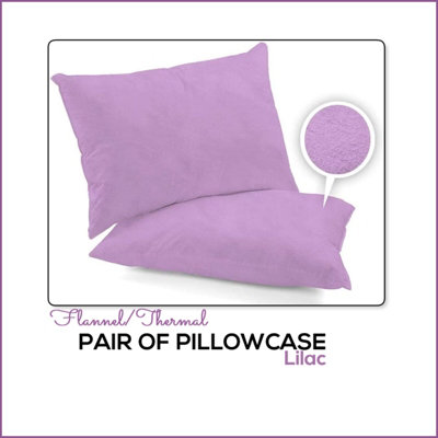 CHILIMILII Pillowcases Pair Pack 100% Brushed Cotton Flannelette Thermal Pillow Covers 19''x29'' from B&Q