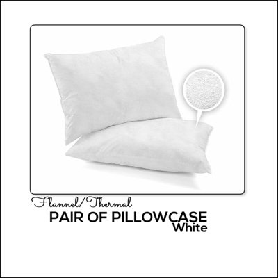 CHILIMILII Pillowcases Pair Pack 100% Brushed Cotton Flannelette Thermal Pillow Covers 19''x29'' from B&Q