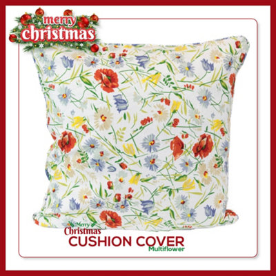 B&Q -  Christmas Cushion Cover 100% Cotton Merry Xmas Decorative Square Cushion Cases Pack Of 2