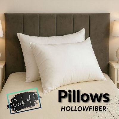 CHILIMILII Pillows Hotel Quality Bounce Back Hollowfiber Filled Pillow Anti-Allergic Pack Of 2 from B&Q