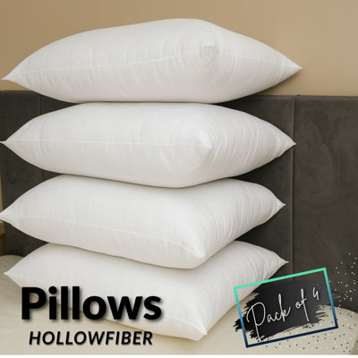 CHILIMILII Pillows Hotel Quality Bounce Back Hollowfiber Filled Anti-Allergic Pack Of 4 from B&Q