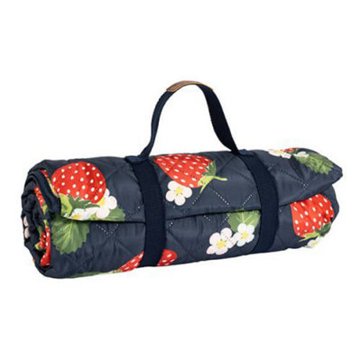 Summerhouse By Navigate Strawberries & Cream 175 X 140Cm Picnic Blanket Navy Quilted from B&Q
