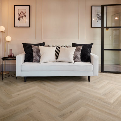 Palio By Karndean Beige & Taupe Oak Effect Embossed Herringbone Luxury Vinyl Click Planks1.95M² from B&Q
