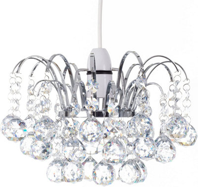 Klass Home Collection K9 Crystal Faceted Oriel Pendant Ceiling Light Shade/ Lamp Shade Chrome Finish from B&Q
