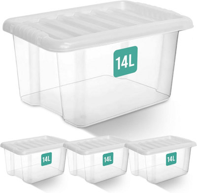 Klass Home Collection 14L Bpa Free Plastic Storage Boxes With Lids Set Of 4StackableClea from B&Q