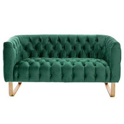 B&Q -  Grosvenor Two Seat SofaBottle GreenBrushed Brass