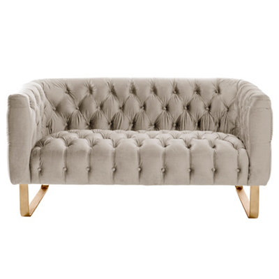 B&Q -  Grosvenor Two Seat SofaTaupeBrushed Brass
