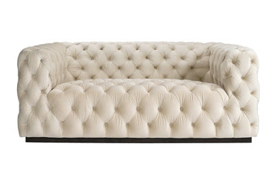 B&Q -  Frankfurt Two Seat SofaChalk Velvet With Black-Stained Ash Base