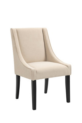 B&Q -  Chatsworth Dining ChairChalk Diamond Quilted BackVelvet FrontStained Ash Legs