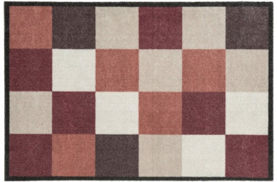 B&Q Red Recylon Squares Heavy Duty Mat, X 67Cm 120Cm