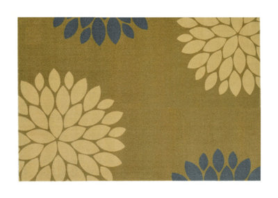 Recylon Yellow Floral Heavy Duty Mat120Cm X 67Cm from B&Q