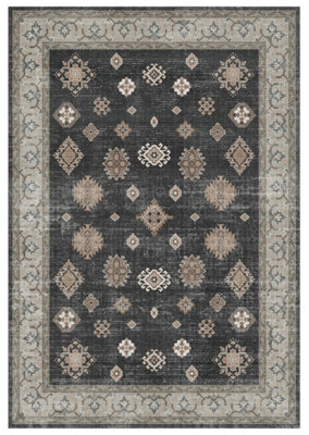  - Black Traditional Large Rug(L)230Cm X (W)160Cm