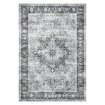 Persian Chenille Grey Traditional Medium Rug(L)170Cm X (W)120Cm from B&Q
