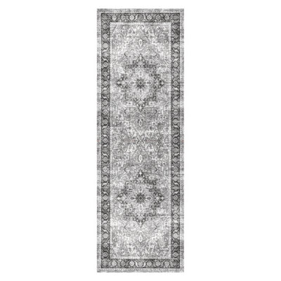  - Persian Chenille Grey Woven Effect Medium Runner(L)180Cm X (W)60Cm