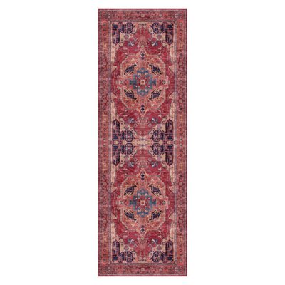  - Persian Chenille Red Woven Effect Medium Runner(L)180Cm X (W)60Cm