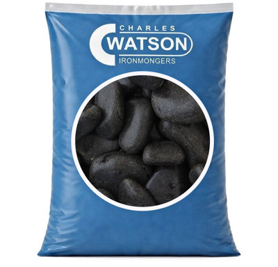 Charles Watson 60120mm Ebony Cobble Stones Large Polybag Decorative Garden Pebbles Approx. 20Kg Polybag from B&Q