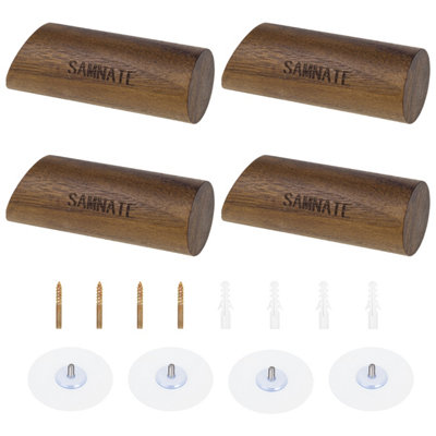 Coat Hooks Mounted Rustic Wooden Heavy Duty Robe Hook Hat Rack  For Hanging Bathroom Towels Clothes Hanger Beech Wood 4 Pack from B&Q